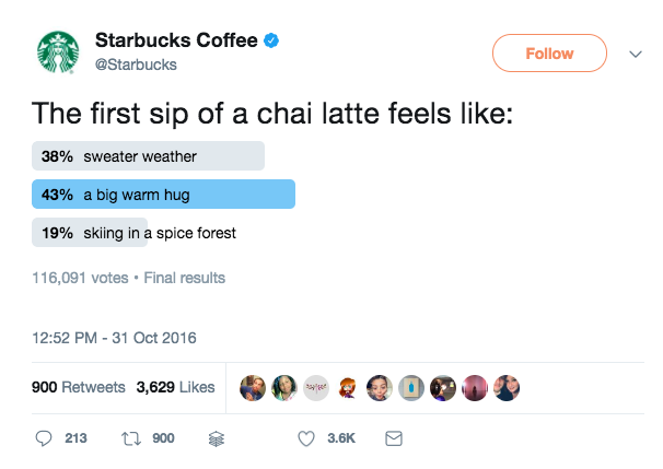 This is a screenshot of Starbucks poll