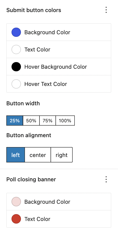 customise button color, alignment etc with pollify