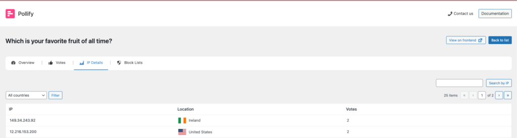 view poll on frontend from the dashboard with a click- pollify poll plugin new feature