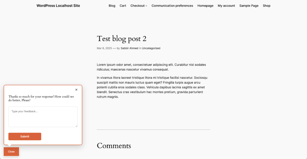 bottom frontend appearance of Pollify Engagement block