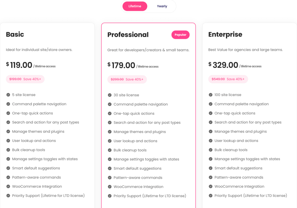 commanify lifetime pricing plan