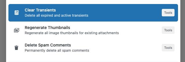 top 3 actions in commandify pro to make your job easier- clear transients, regenerate thumbnails and delete all spam comments in one click