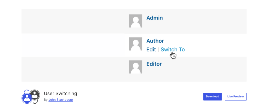 user switching plugin home page