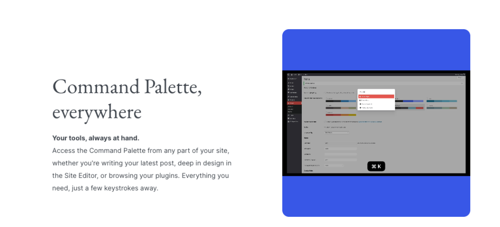 wordpress 6.9 introduces core command palette